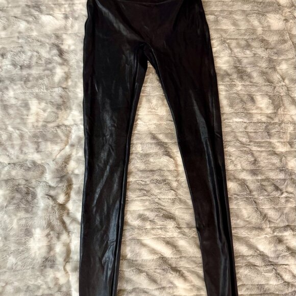 Spanx Faux Leather Leggings Tall Medium High-Waist, Shaping Black Leggings - Picture 7 of 16